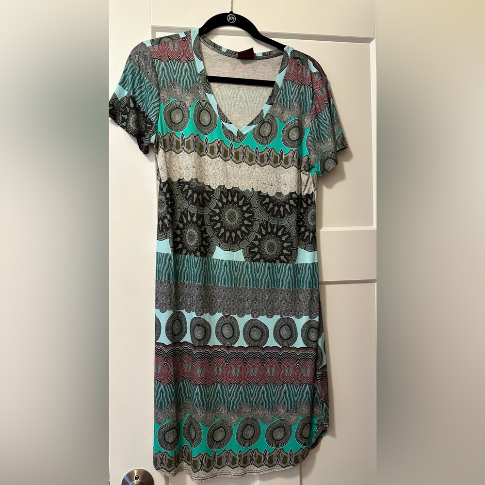 Salaam dress, size S, teal boho print